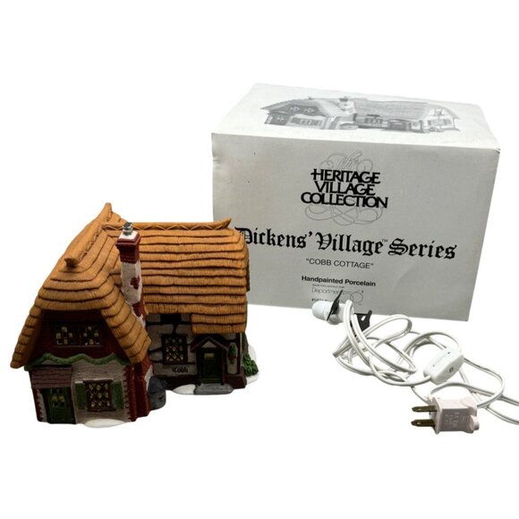 Dept 56 Heritage Village Collection Cobb Cottage Lighted Porcelain House READ - Picture 1 of 8
